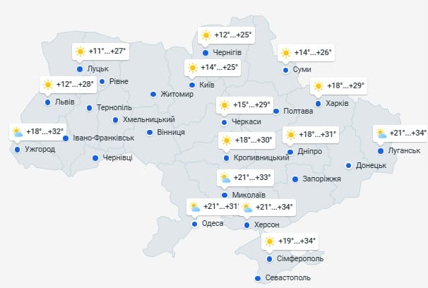 погода в Украине 9 августа