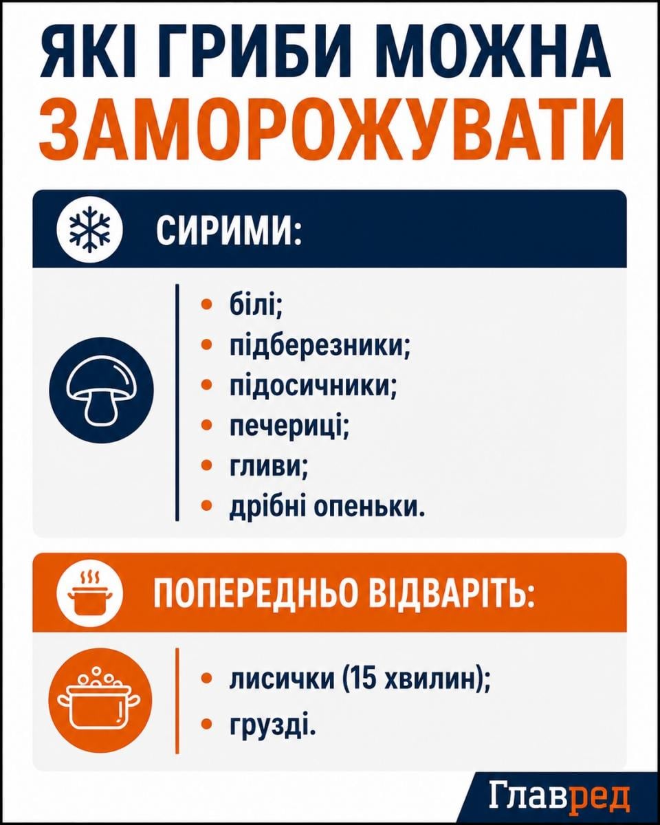 Які гриби можна заморожувати