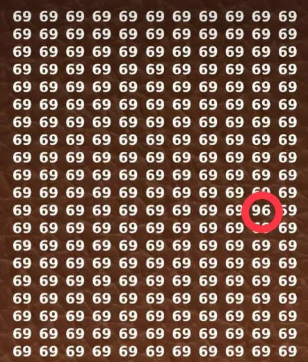 Тест на IQ: нужно найти число 96 среди 69 за пять секунд