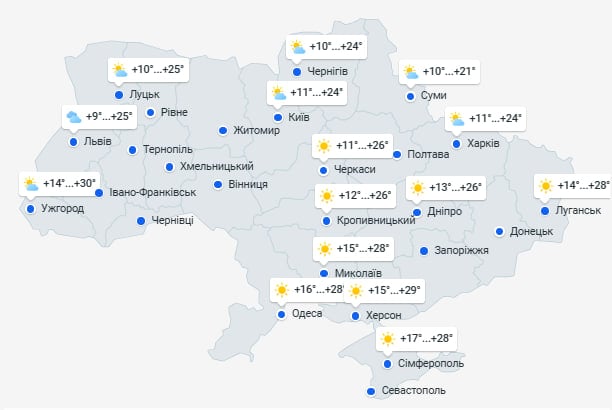 погода в украине 13 августа