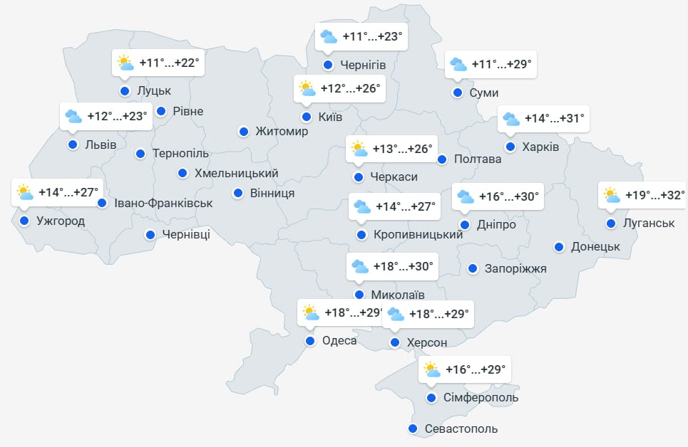 Погода в Украине 19 августа Погода в Украине 19 августа