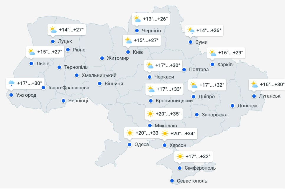 Погода в Украине 20 августа Погода в Украине 20 августа