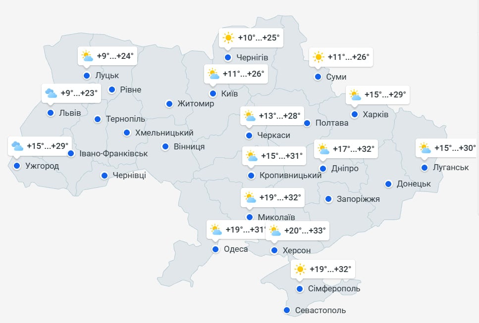 Погода в Україні 25 серпня Погода в Україні 25 серпня