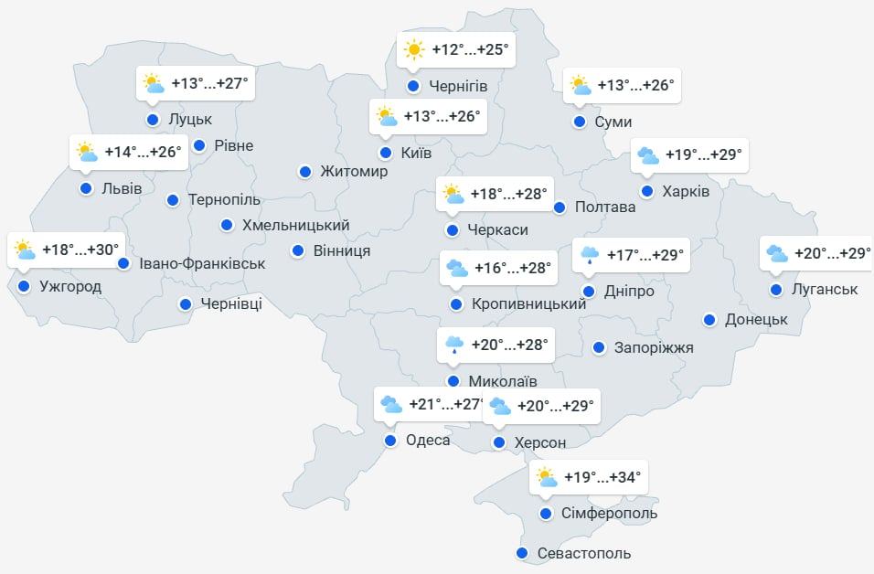 Погода в Україні 26 серпня Погода в Україні 26 серпня