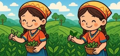 Тест на IQ: нужно найти 3 отличия на картинке девочки в чайном саду за 35 с