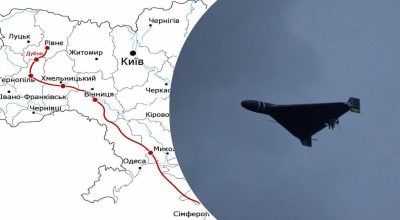 російський реактивний дрон сьогодні вперше долетів до Рівненщини
