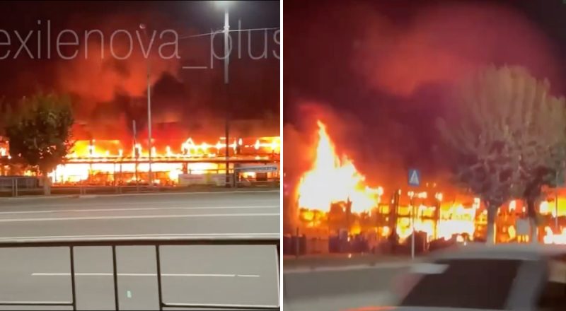 Потужна пожежа в Єнакієвому: горить ТЦ "Галактика", де закуповувалися окупанти