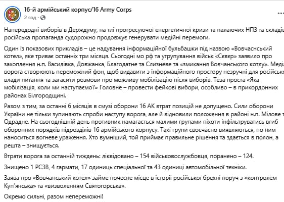 Допис 16-го армійського корпусу Допис 16-го армійського корпусу