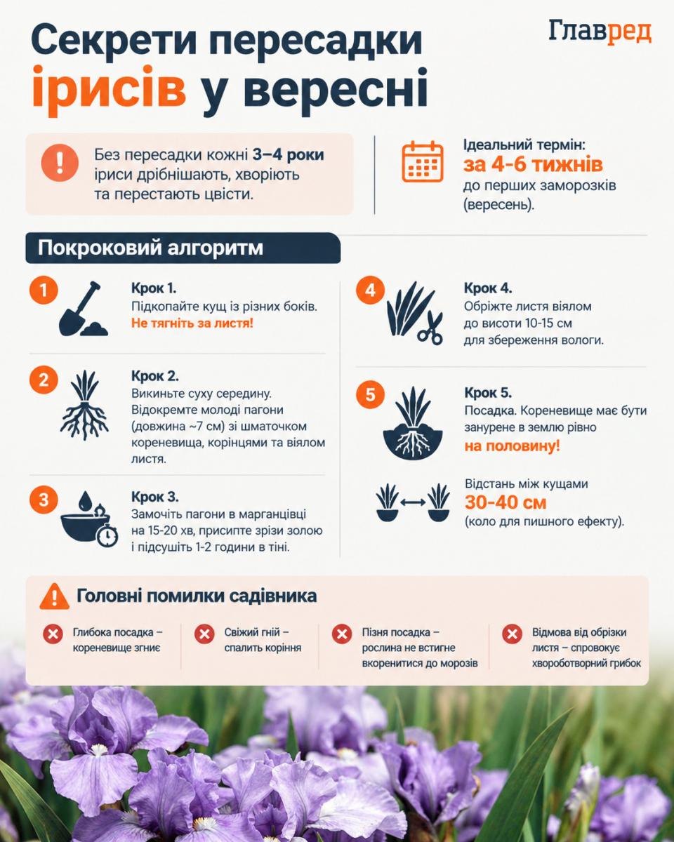 Пересадка ірисів у вересні