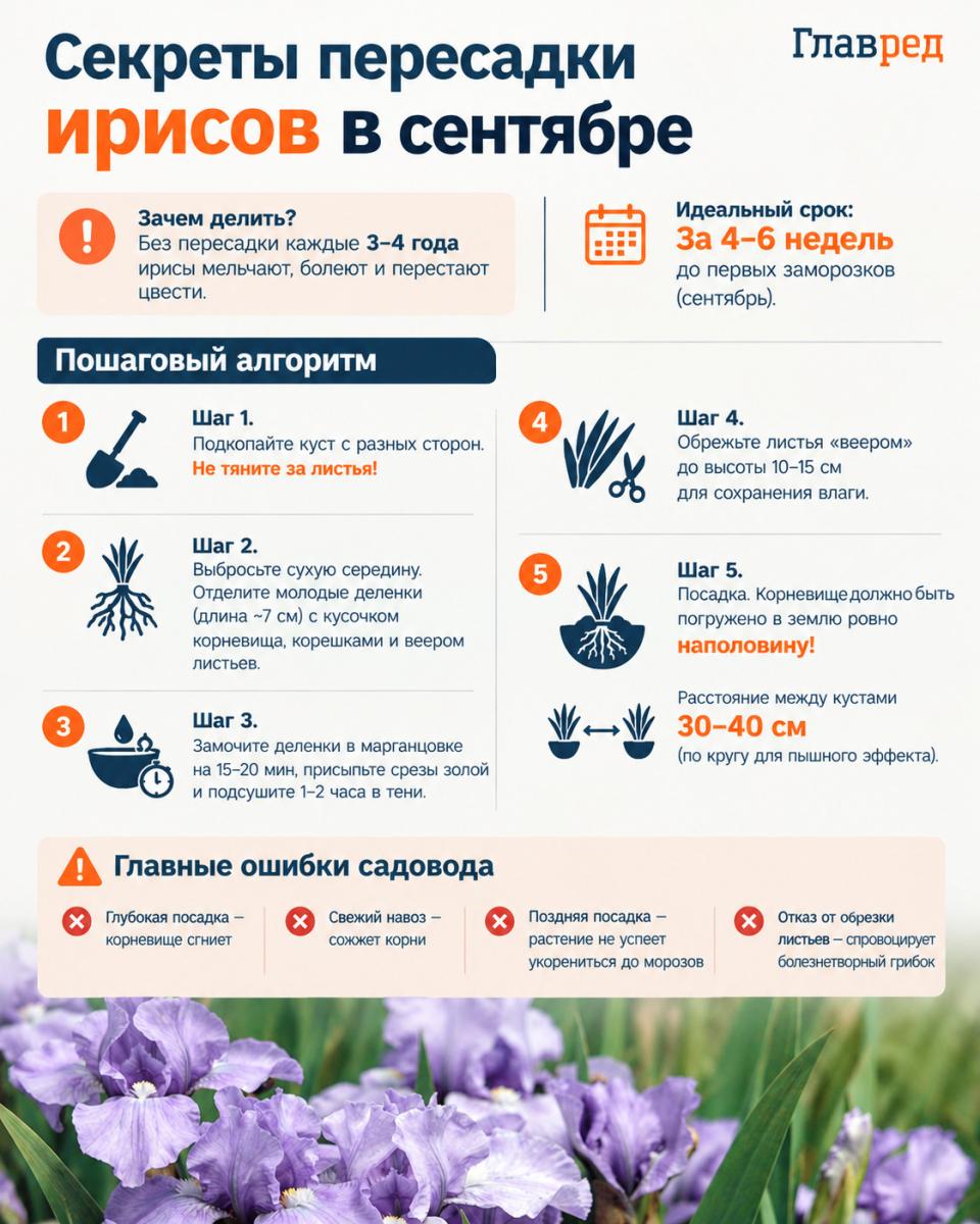Пересадка ирисов в сентябре 
