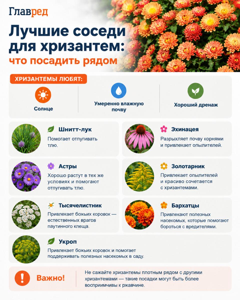 Лучшие соседи для хризантем 