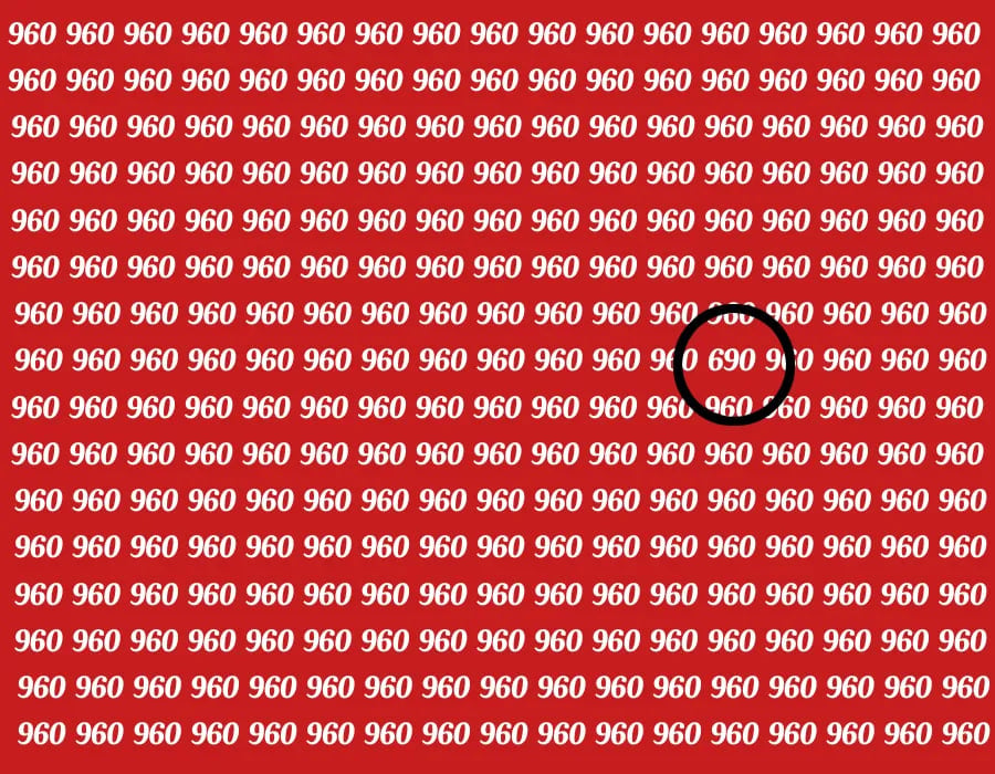 Тест на IQ: нужно найти число 690 среди 960 за 30 секунд