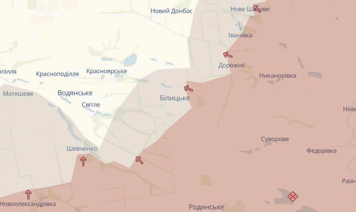Продвижение противника в районе Белицкого