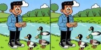 Тест на IQ: нужно найти 3 отличия на картинке мальчика с утками за 48 с