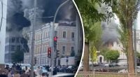 Люди вылезают из окон, чтобы не сгореть: РФ атаковала центр Киева, возник пожар