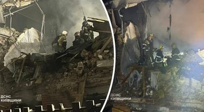 Київщину шосту добу атакують БПЛА: розтрощено таунхауси, є поранена