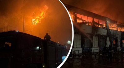 Массированный удар по Киевщине: горели склады, повреждено 9-этажное здание