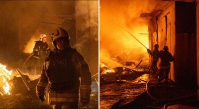 У Хмельницькому після атаки РФ загорівся ринок: постраждали 4 рятувальників