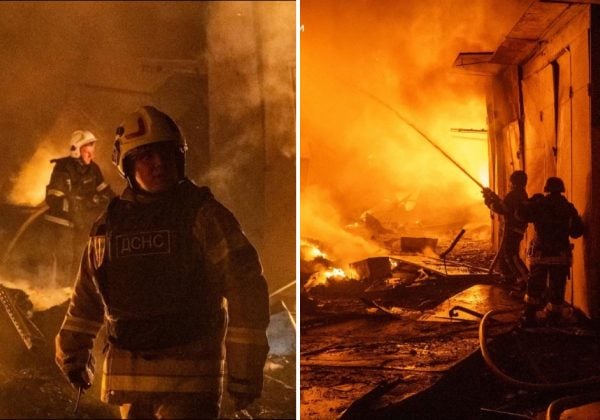 У Хмельницькому після атаки РФ загорівся ринок: постраждали 4 рятувальників