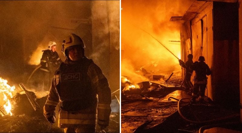 У Хмельницькому після атаки РФ загорівся ринок: постраждали 4 рятувальників