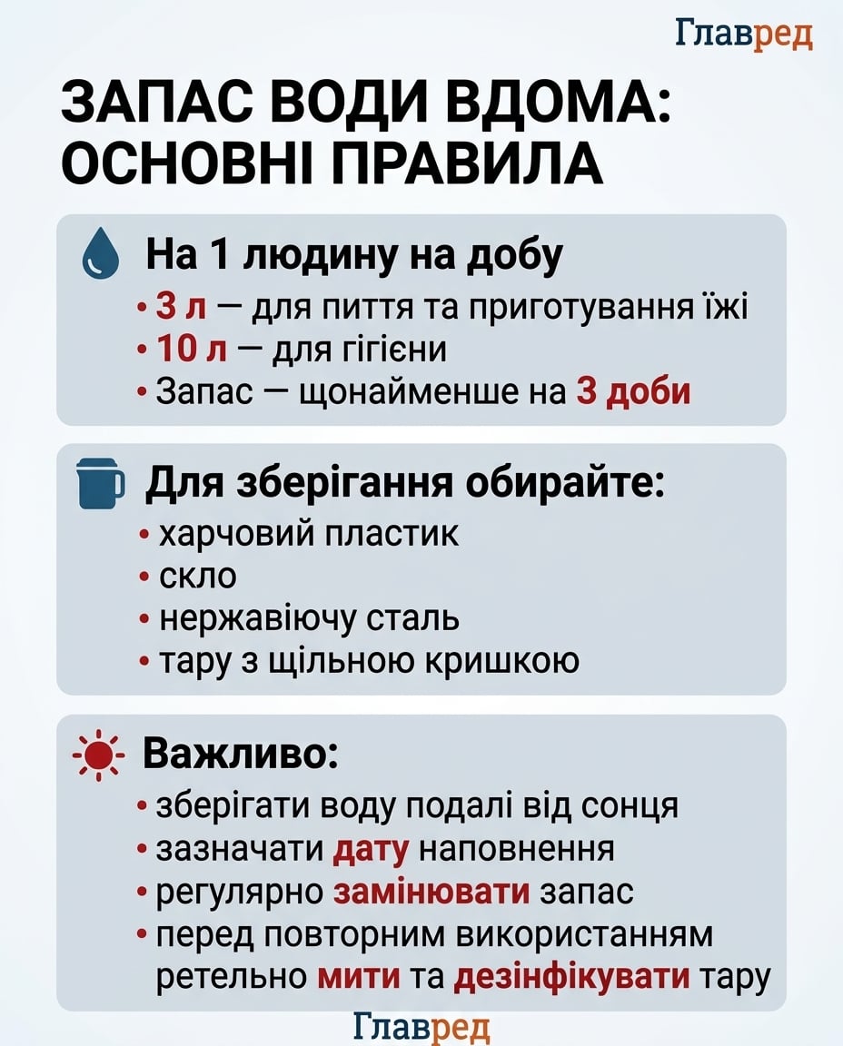 Як правильно зберігати запас питної води Як правильно зберігати запас питної води