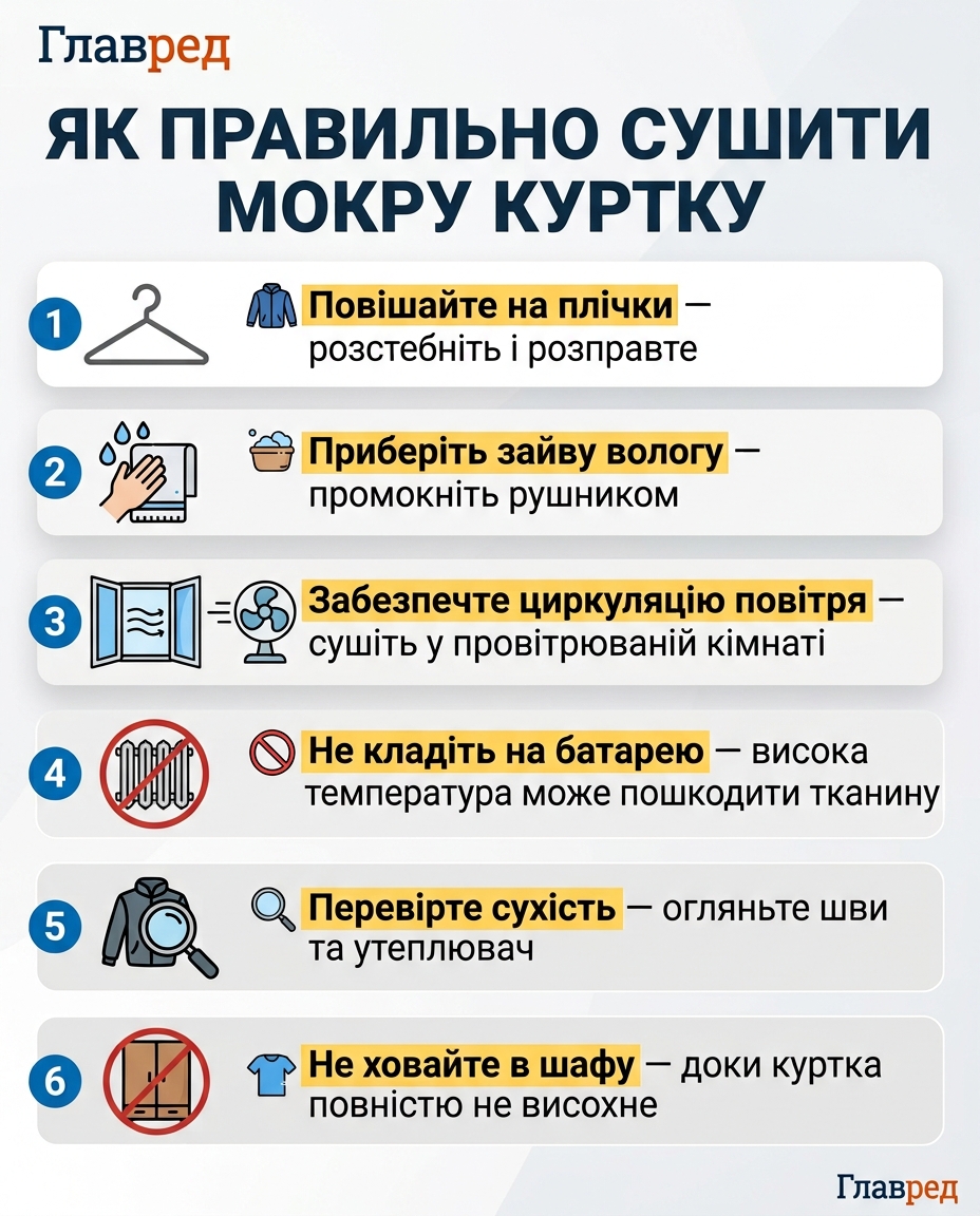 Як правильно сушити мокру куртку Як правильно сушити мокру куртку