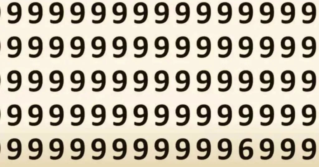 Тест на IQ: нужно найти цифру 6 среди девяток за 9 секунд Тест на IQ: нужно найти цифру 6 среди девяток за 9 секунд