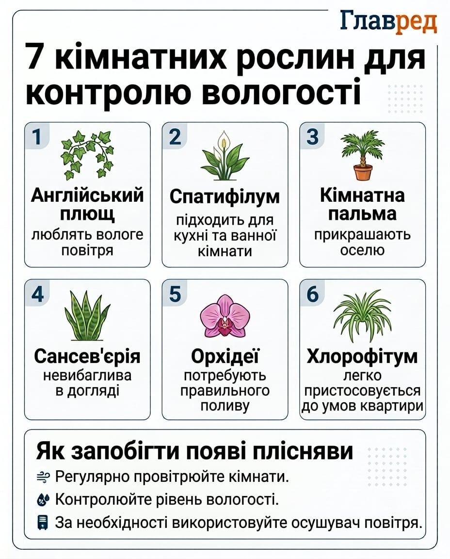 Кімнатні рослини проти вологості