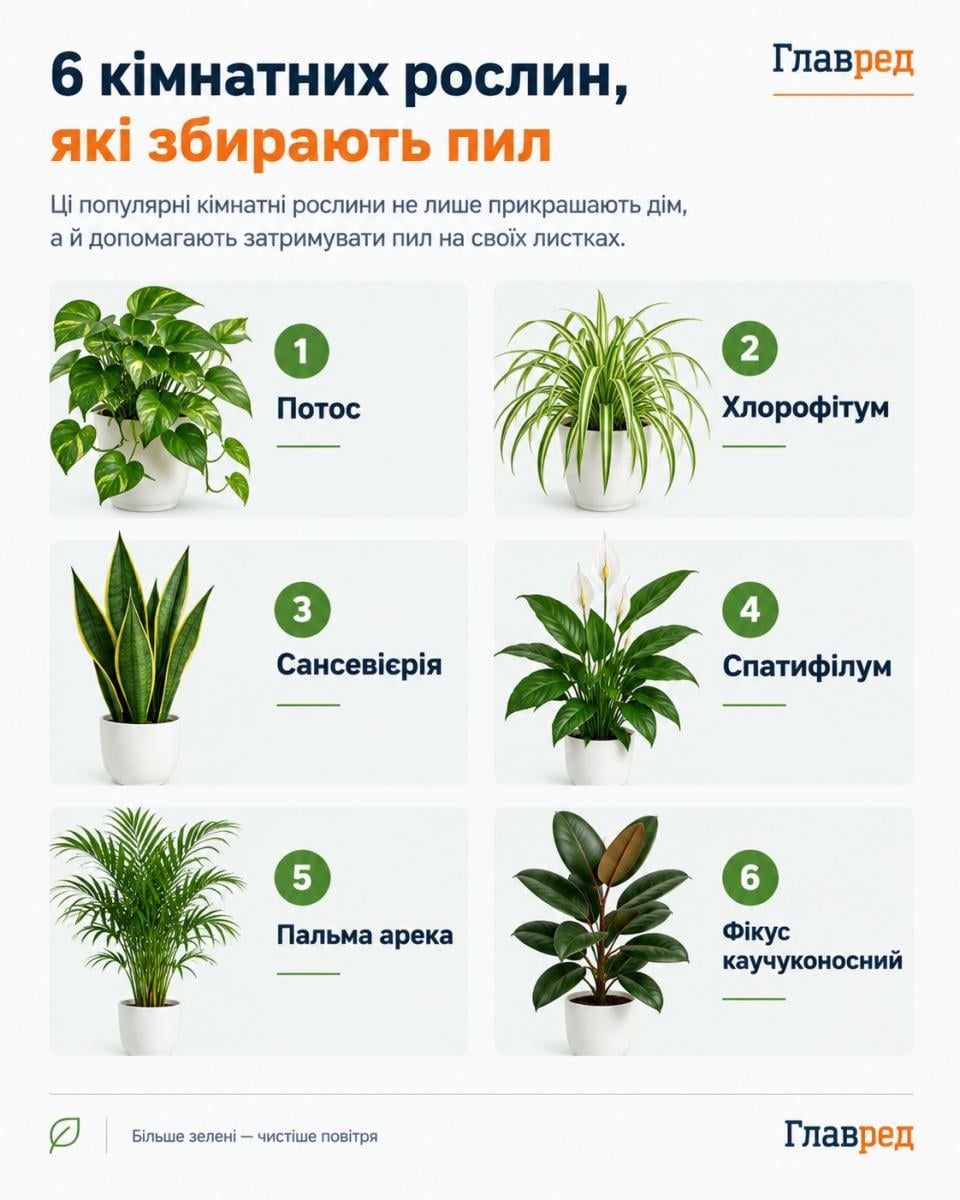 6 кімнатних рослин, які збирають пил 6 кімнатних рослин, які збирають пил