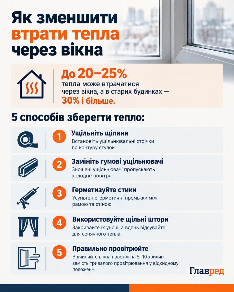 Як зменшити втрати тепла через вікна