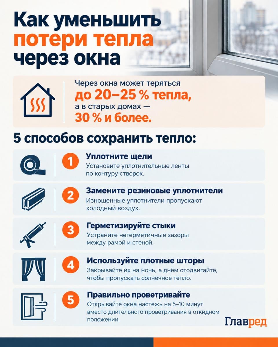 Как уменьшить потери тепла через окна