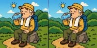 Тест на IQ: нужно найти 3 отличия на картинке пожилого туриста за 45 с