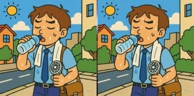 Тест на IQ: нужно найти 3 отличия на картинке пьющего воду парня за 49 с