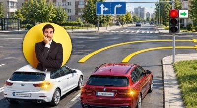 Хитрый тест по ПДД: кому из водителей разрешено повернуть направо Хитрый тест по ПДД: кому из водителей разрешено повернуть направо
