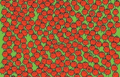 Тест на IQ: потрібно знайти три яблука серед помідорів за 10 секунд