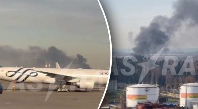 Москва під атакою дронів: біля аеропорту 'Шереметьєво' спалахнула пожежа