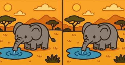 Тест на IQ: потрібно знайти 3 відмінності на картинці слона біля водопою за 39 с