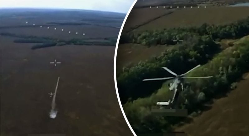 Український FPV-дрон збив російський Мі-28НМ у повітрі - відео