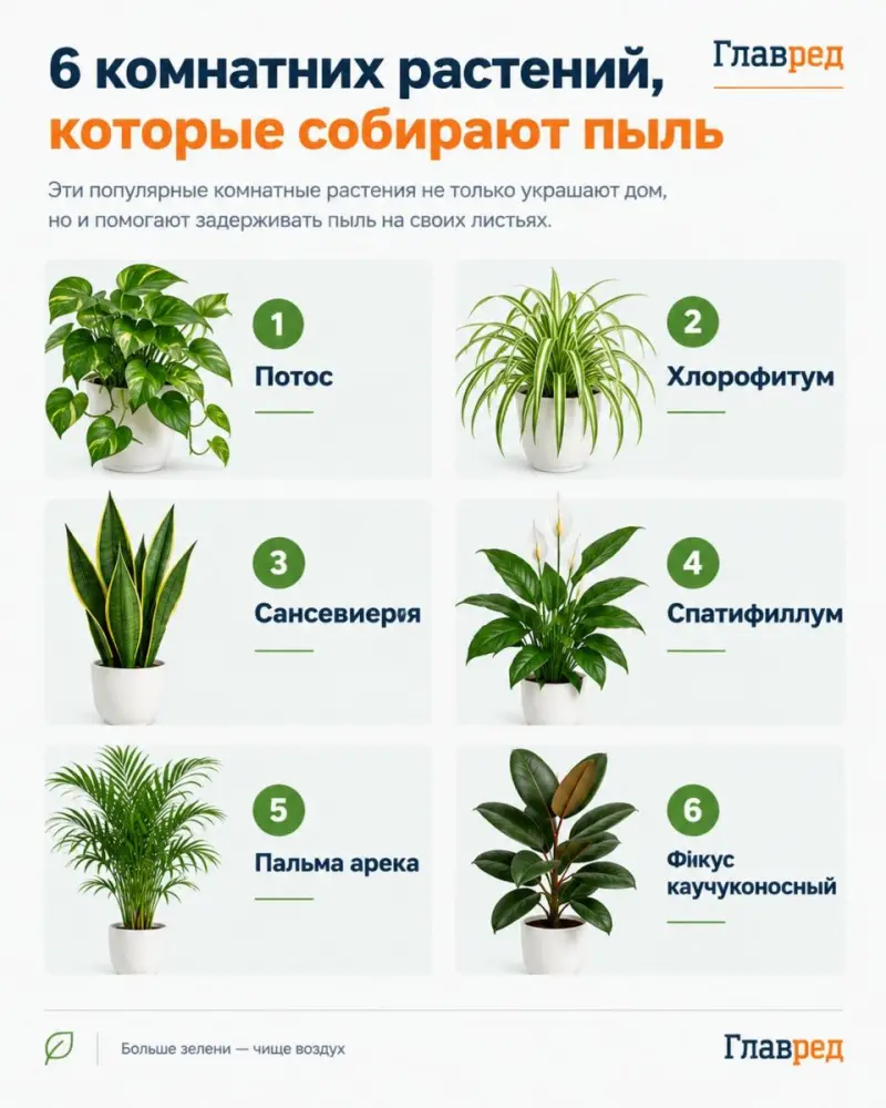6 комнатных растений, которые собирают пыль